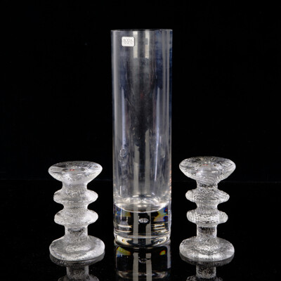 Pair Iittala Festivo Timo Sarpaneva Design Candlesticks Along with Boda Design Vase