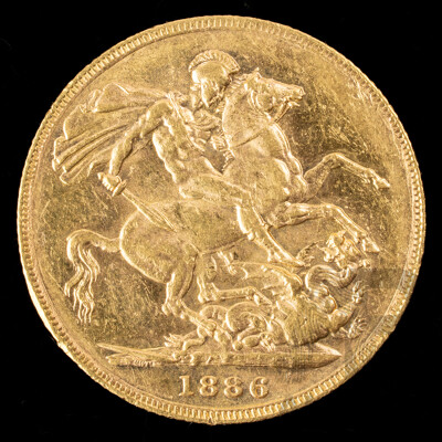 Australian 1886 QV Gold Sovereign, St George Reverse, Melbourne Mint .917