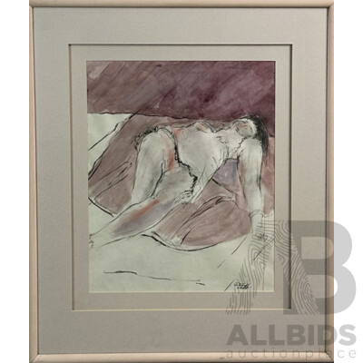 Patricia Goff, (20th Century, British-Australian, 1931-), Ink & Charcoal on Acid Free Paper, 86.5 x 74.5 cm (frame)