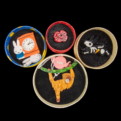 Erstwilder 'Hold on Louie' Resin Necklace & (2) Erstwilder Resin Brooches & Erstwilder Ring - NEW in Original Presentation Boxes