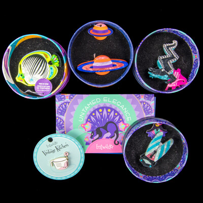 Erstwilder (4) Resin Brooch & Enamel Pin Brooch Collection - NEW with Packaging