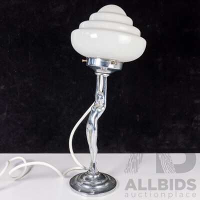 Vintage Art Deco Sprite Lamp with Glass Shade