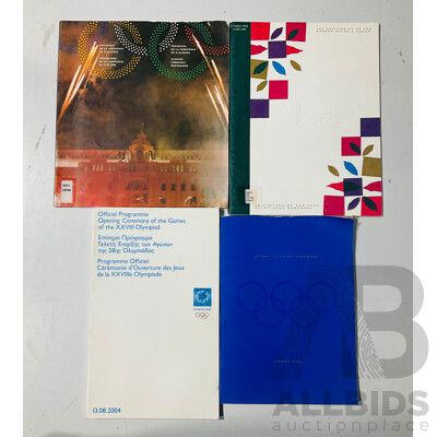 Collection Four Olympic Games Programs Comprising Closing Ceremony Sydney 2000, Athens 2004, Atlanta 1996 & Barcelona 1992