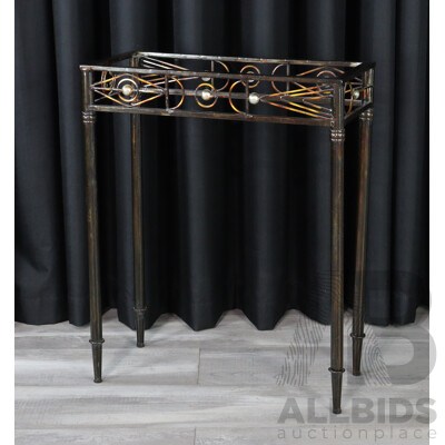 Modern Metal Hall Table with Matched Mirror