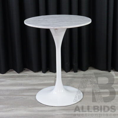 Modern Tulip Stem Side Table with Marble Top