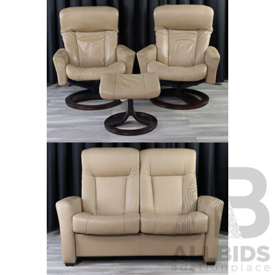 Leather Four Piece Reclining Lounge Suite by IMG Norway