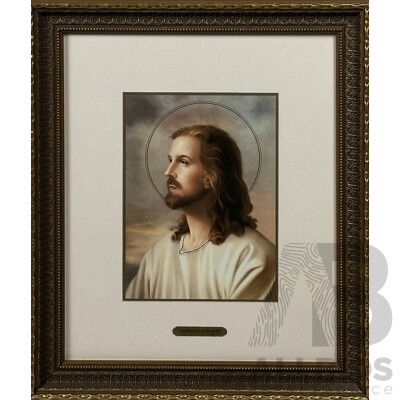 After Adolfo Simeone (Italian, 1885-1958), I Am the Light of the World (John 8:12), Quality Lithograph Reproduction After Original, 54.5 x 56.5 cm (frame)