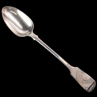 Antique Large Sterling Silver Serving Spoon, London, 1854, by Samuel Hayne & Dudley Cater