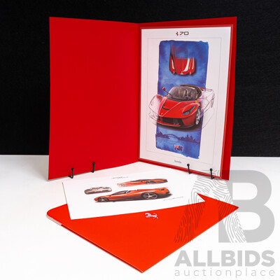 Two Ferrari Sketch Prints on Card in Storage/Display Folders