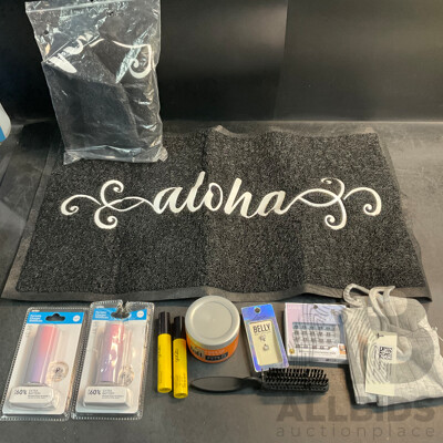 Aloha Door Mat & Assorted Household Items - Lot of 11