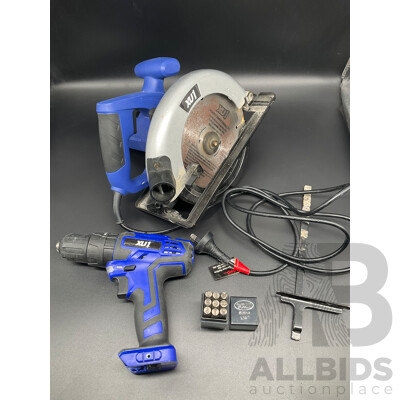 XU1 Corded Circular Saw (XCS-1200), XU1 Blue 18V Cordless Drill Driver (XHD-180)Number Punch Stamp Set (6mm 1/4) - Lot of 3