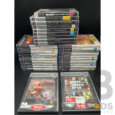 Collection PlayStation 2 Games, One PS3 - Including God of War, LEGO Star Wars, Dynasty Warriors and More - Lot of 31